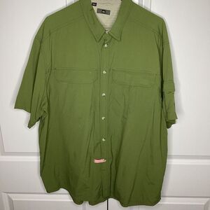 Mens REI‎ Moisture Wicking Button-Up Camp Shirt XL Olive